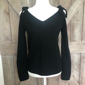 Black tie shoulder long sleeve sweater Sz S